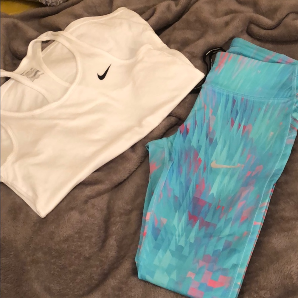Work our pants leggings and tank top